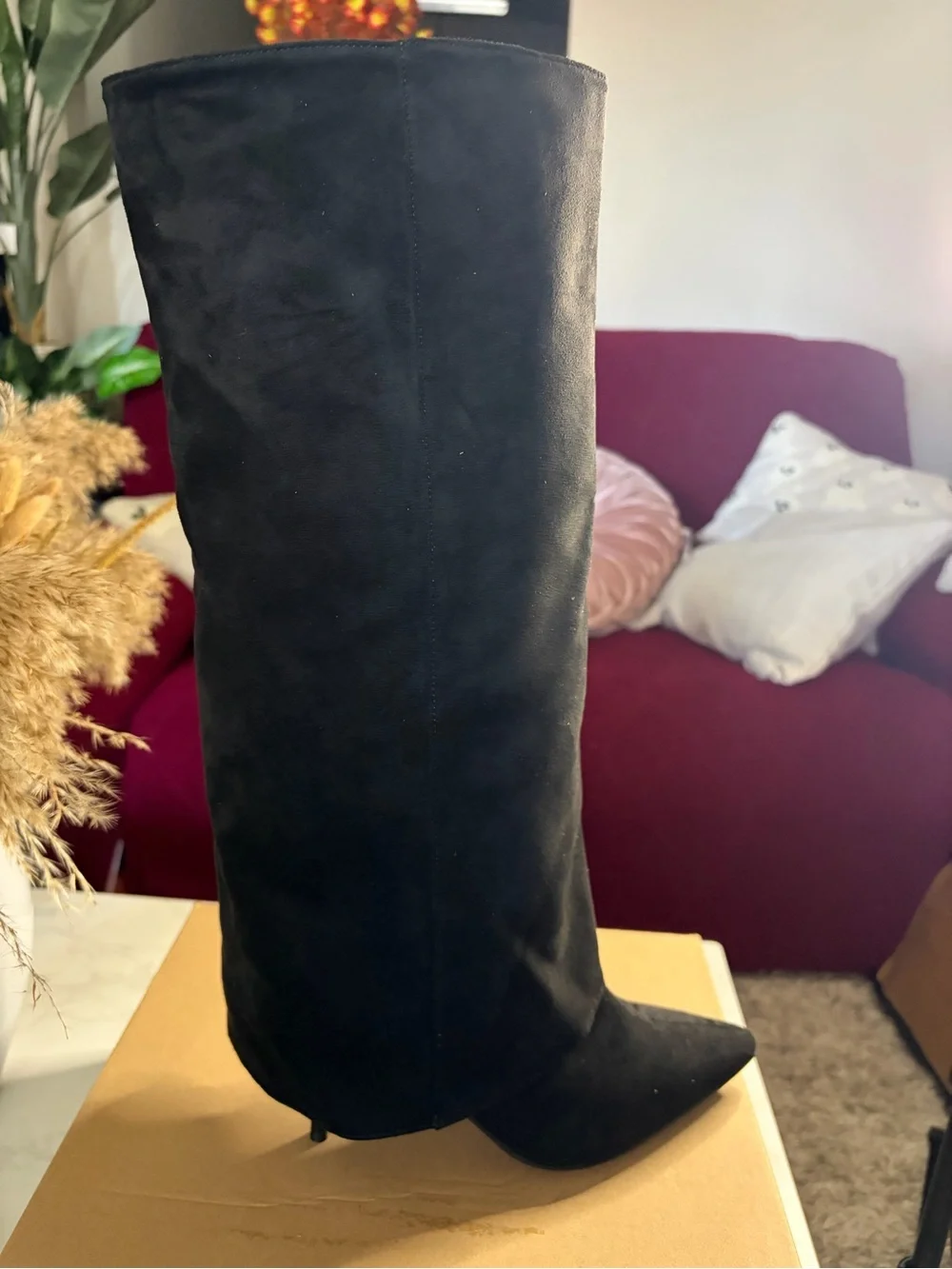 Classic Black Over-the-Knee Pointed-Toe Boot